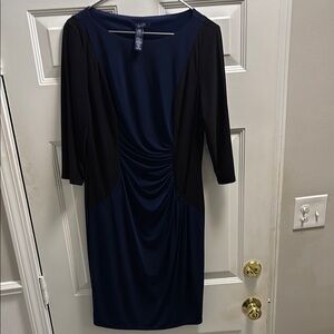 CHAPS Elegant Navy and Black Women's Dress Size Large Knee Length Dress